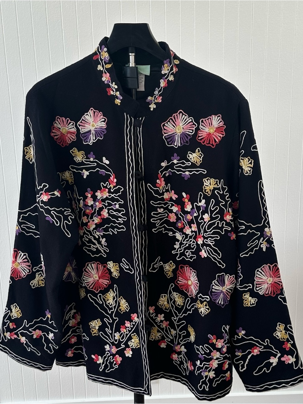 Christopher & Banks Black Floral Embroidered Jacket
